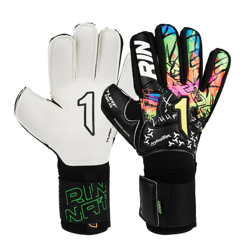 Rinat Asimetrik Spine Turf Adult Goalkeeper Gloves, Black, Size 7