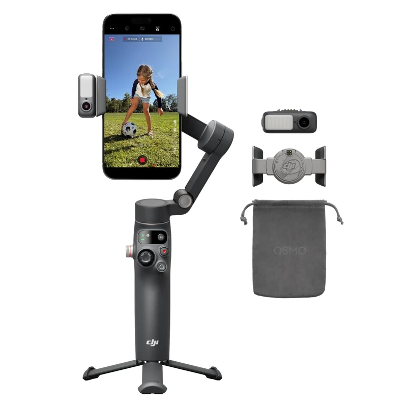 DJI Osmo Mobile 8 Gimbal Stabilizer for Phone, AI Native Tracking with Audio & Lighting, 360° Pan Rotation, Built-in Extension Rod & Tripod, 10h Battery, Extension Rod, Robust 3-Axis Stabilization