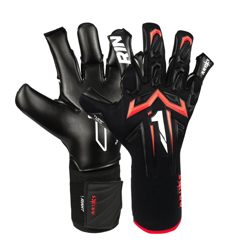 Rinat Aries X Turf Junior Goalkeeper Gloves, Black, Size 4 - Image 1