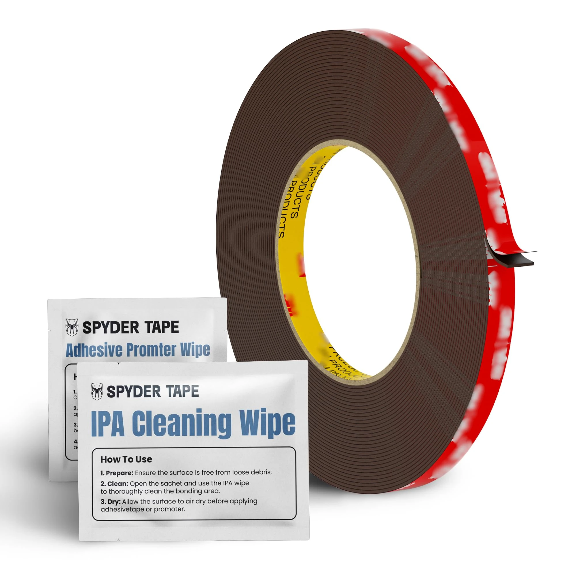 5952 Heavy Duty Double Sided Foam Tape - Industrial Strength Mounting Tape for Metal, Plastic & Painted Surfaces - High Bond Waterproof Acrylic Adhesive 10mm x 10m with IPA & Adhesion Promoter Wipes