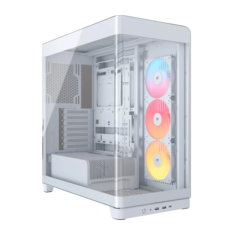 CORSAIR FRAME 4500X RS-R ARGB Panoramic Glass Mid-Tower PC Case – InfiniRail Mounting System, Fits Dual 360mm Radiators, GPU Anti-Sag, 3x RS120R Fans Included – White