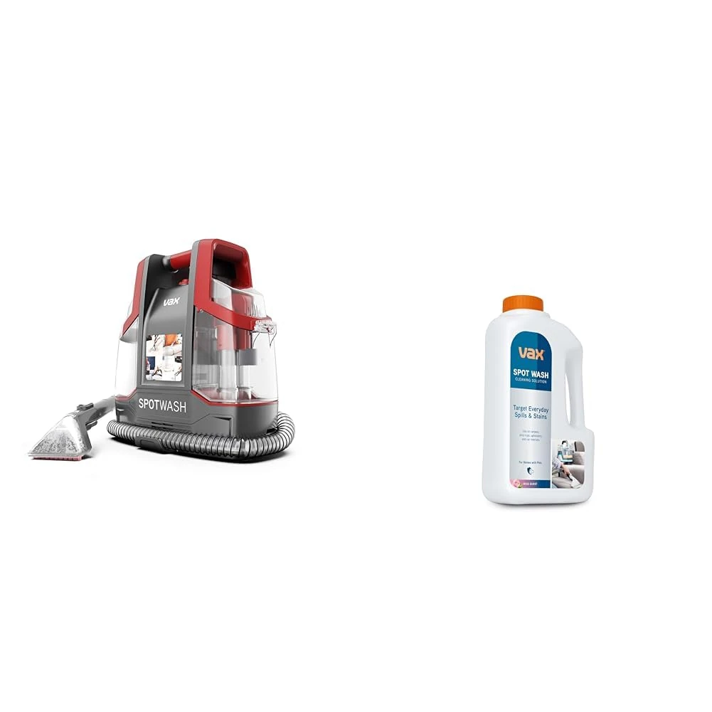 Bundle of Vax SpotWash Spot Cleaner, Stain, Car, Upholstery, Sofa and Carpet Cleaning Machine, Portable and Compact Design, 1L Spot Cleaning Solution, Upholstery Carpet Stain Remover Shampoo