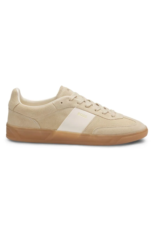 Sneakers Aus Veloursleder Mit Glattleder-Details Light Beige