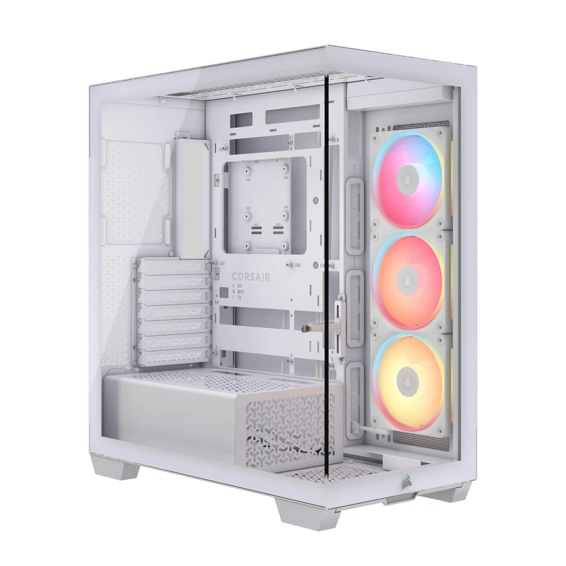 CORSAIR 3500X LX-R RGB iCUE LINK Mid-Tower PC Case – 3x Pre-Installed LX120-R RGB Fans, Includes iCUE LINK System Hub, GPU Anti-Sag Arm, Fits up to 10x 120mm Fans – White