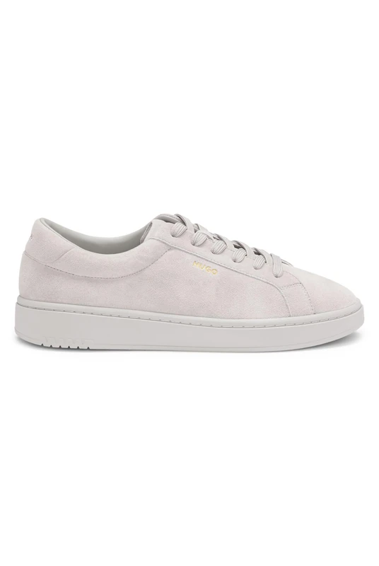 HUGO Mens Neston Tenn Suede Trainers with Gold-Tone foil Logo Size 12