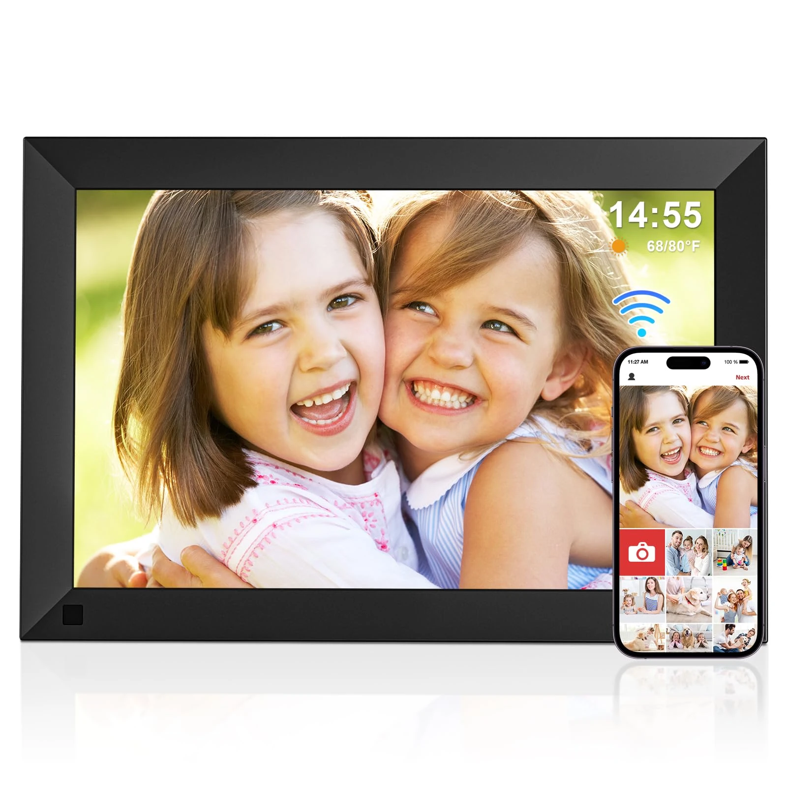 WiFi Digital Photo Frame 10.1 Inch - Built in 32GB Memory, 1280x800 IPS LCD Touchscreen, Auto-Rotate and Audio Function Digital Picture Frame, Quick and Easy Share Moments via the Frameo App