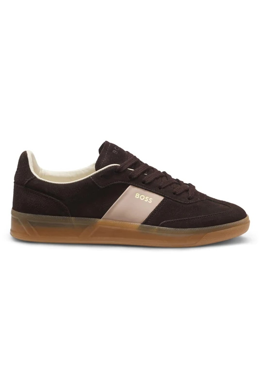 BOSS Womens Brenta Tenn Suede Trainers with Smooth-Leather Trims Size 4