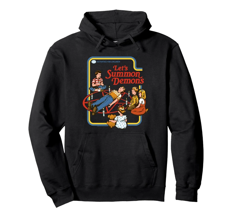 Lets Summon Demons Occult Retro Vintage Funny Adult Humor Pullover Hoodie - Image 1