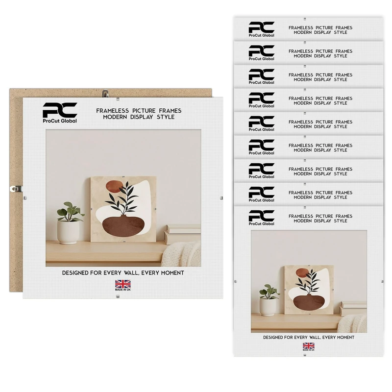 Procut Global 11X11 Clip Frames (Pack of 10) – Frameless Perspex Wall-Mount Display for Posters, Pictures, Photos & Certificates – Lightweight & Shatterproof – Available in Sizes and Sets