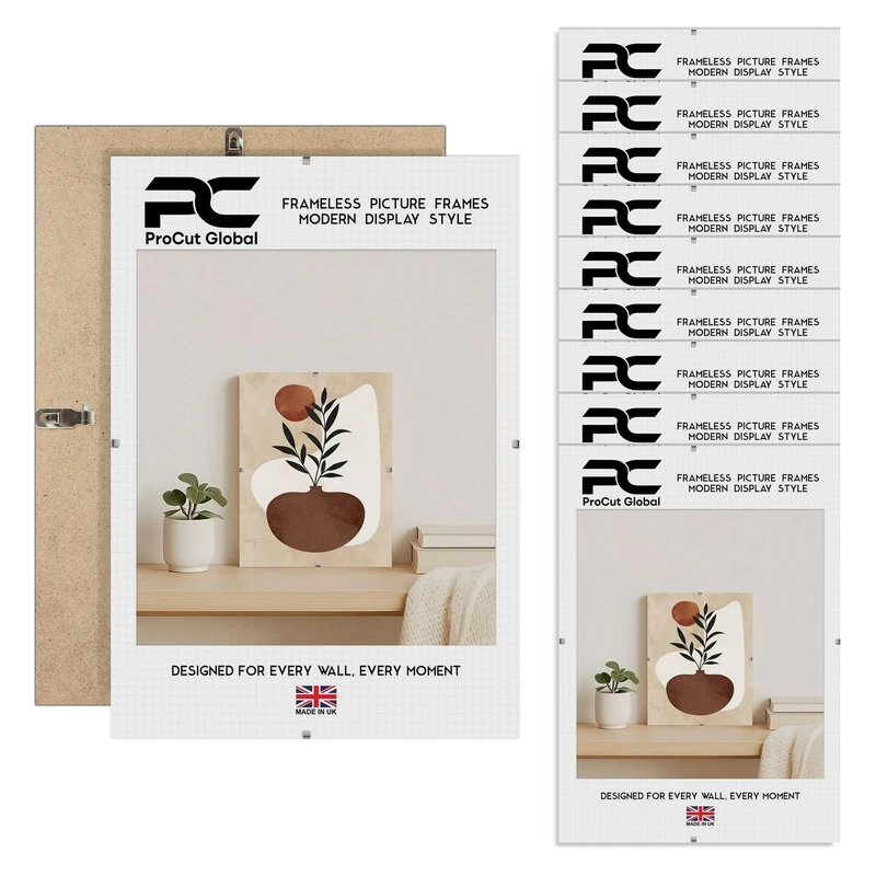 Procut Global 12X10 Clip Frames (Pack of 10) – Frameless Perspex Wall-Mount Display for Posters, Pictures, Photos & Certificates – Lightweight & Shatterproof – Available in Sizes and Sets