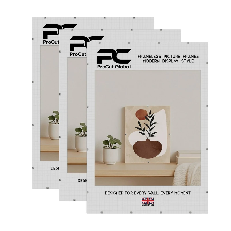 Procut Global 36x24 Clip Frames (Pack of 3) – Frameless Perspex Wall-Mount Display for Posters, Pictures, Photos & Certificates – Lightweight & Shatterproof – Available in Sizes and Sets