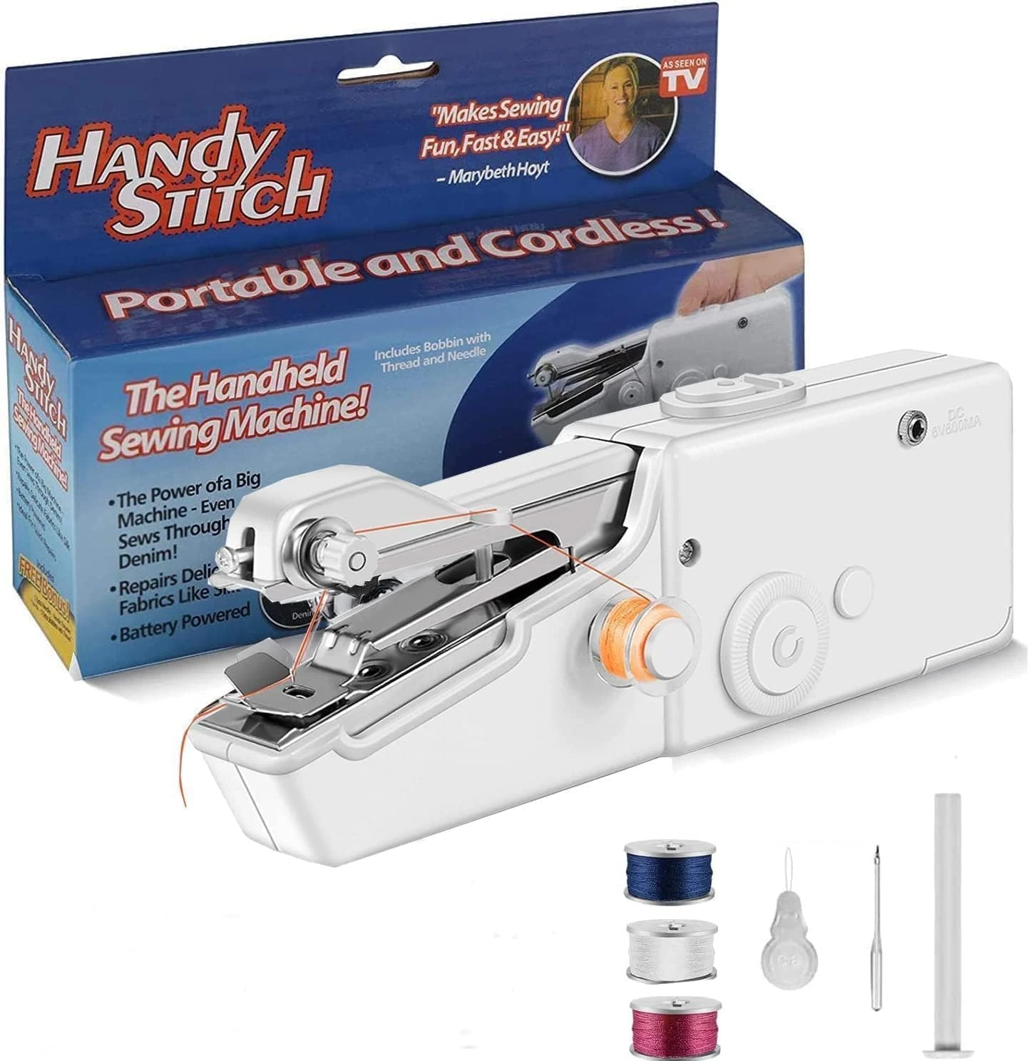 Handheld Sewing Machine, Mini Sewing Machine with Sewing Accessories, Stitch Tool for Fabric Quick Repairing for DIY, Clothes, Denim, Curtains, Leather