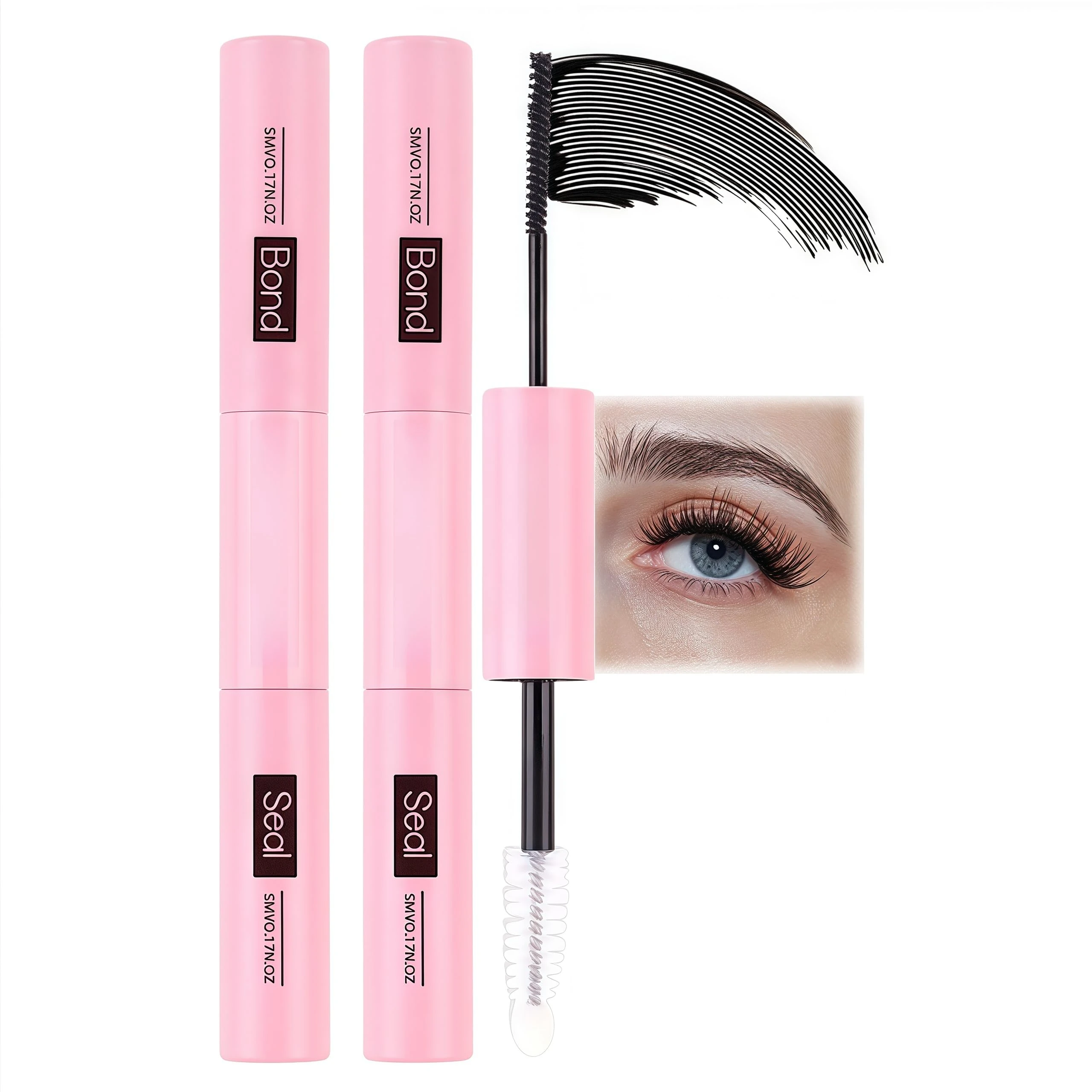 2 PCS Bond and Seal Lash Glue, 2-in-1 Mascara Extension Glues, Waterproof, Cluster & Individual Lashes – Beginners & Home Use