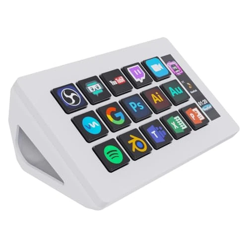 TreasLin VSDinside Macro Keypad Stream Controller with 15 Customizable Keys to Trigger Actions in OBS Twitch YouTube for Content Creators Streaming Deck Compatible with PC & Mac HSV293S White