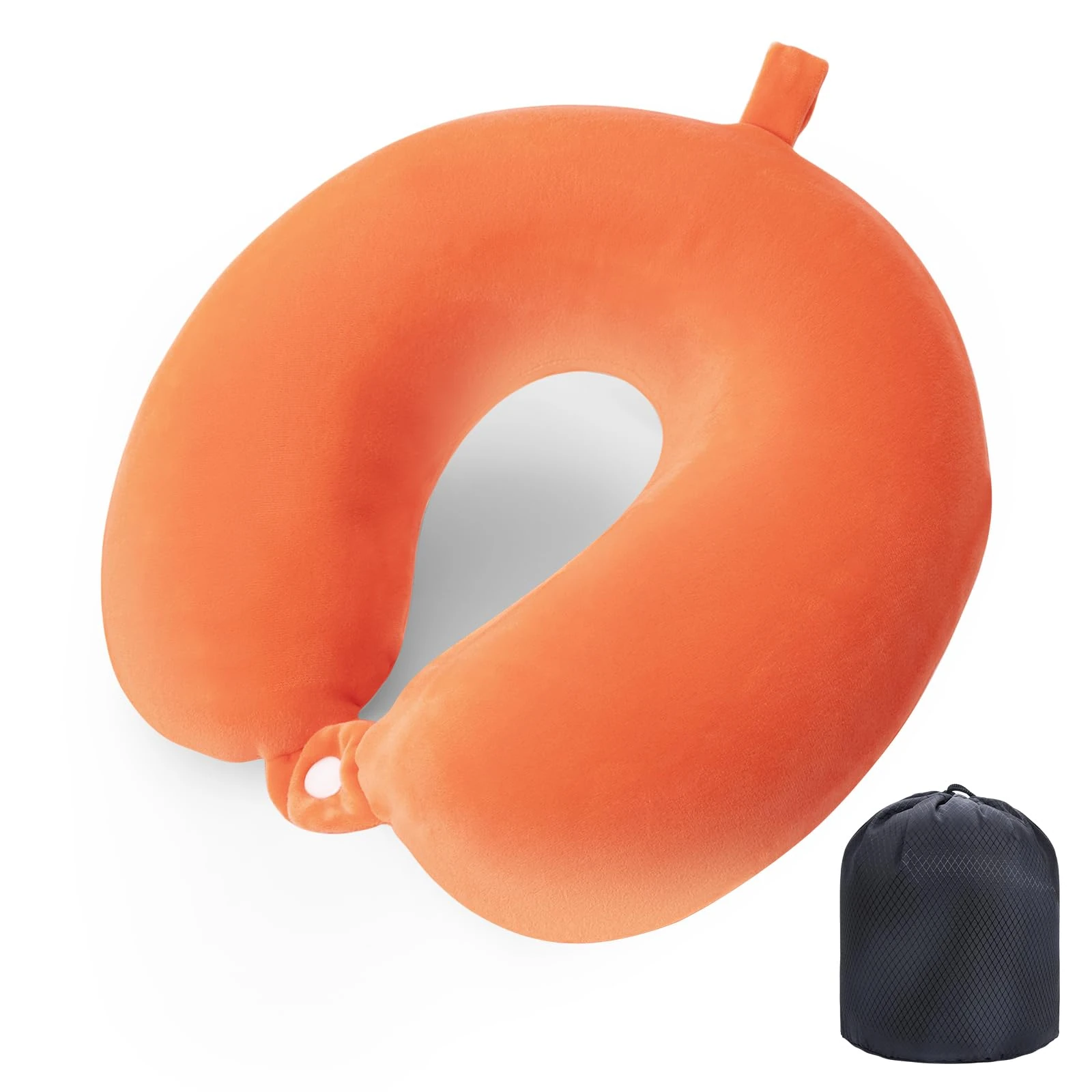 WENGX Travel Pillow Neck Pillow Memory Foam Travel Pillows Head Support Cushion for Airplane Train Car Office Travel Essential Flight Pillows for a Long Hauls Sleeping Rest (Orange)