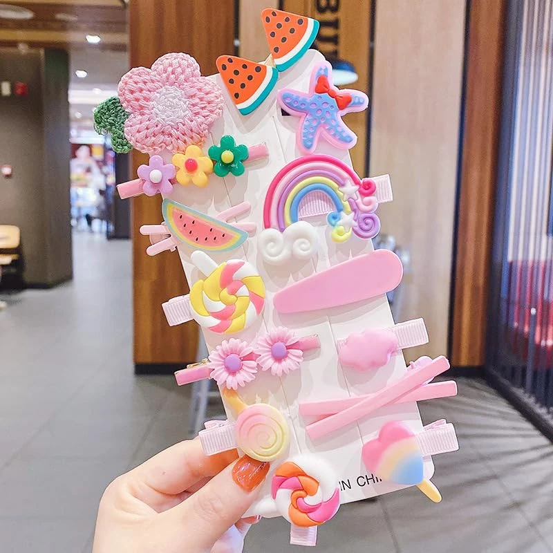 14Pcs Little girl hair clip, cute cartoon hair clip, high-end and exquisite side clip - Image 1