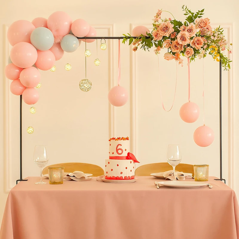 Relaxdays Table Rod Stand, Clamps, Adjustable, H:78.5–118 cm, W:107–265 cm, Metal, Wedding Decor Arch, Black - Image 1