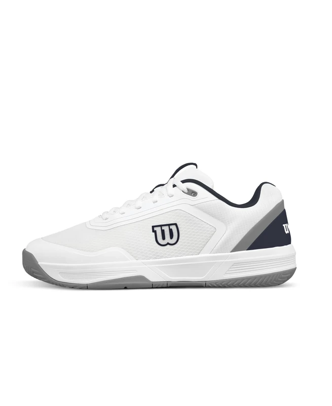 Wilson Courtglide Men's Tennis Shoes, Ideal Fit, Breathable Comfort, Reliable Traction, Shock Absorption, Colour: White/Navy Blazer/Quarry, Size: 12 1/2