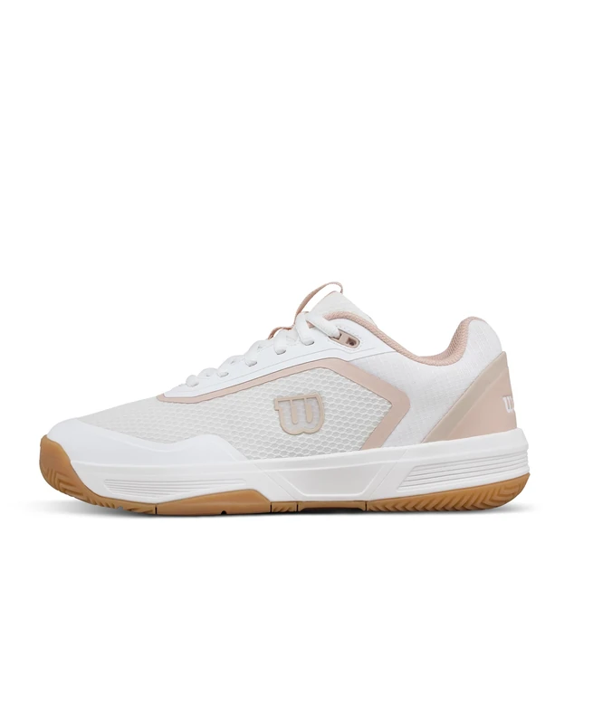 Wilson Courtglide Women's Tennis Shoes, Breezy Comfort, Reliable Grip, Shock Absorption, Fluid Motion, Colour: White/Cameo Rose / Gum1a, Size: 6.5