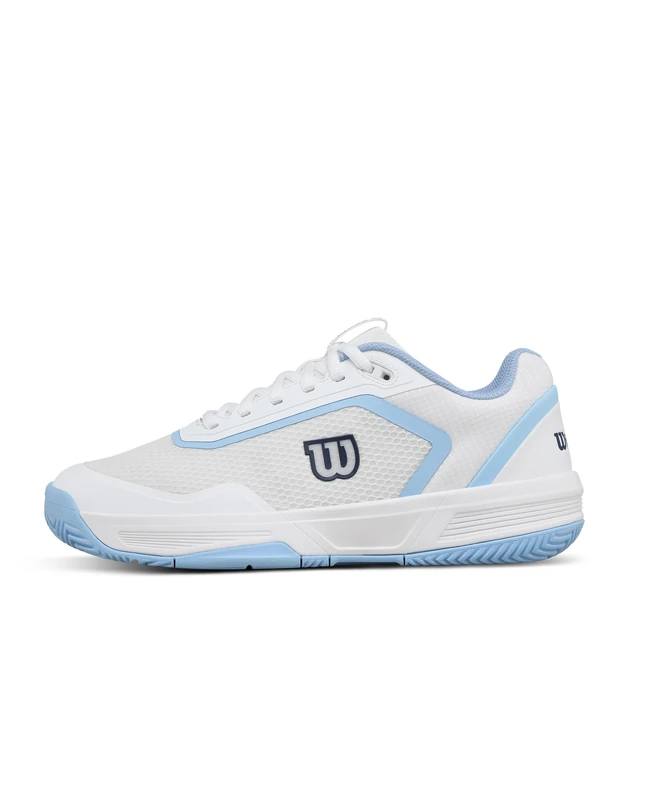 Wilson Courtglide Women's Tennis Shoes, Breezy Comfort, Reliable Grip, Shock Absorption, Fluid Motion, Colour: White/Airy Blue/Navy Blazer, Size: 5