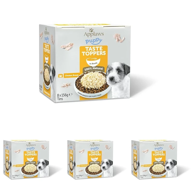 Applaws Natural Wet Puppy Food, Chicken Breast with Rice in Broth Can 156g Hypoallergenic Wet Dog Food (Pack of 32)