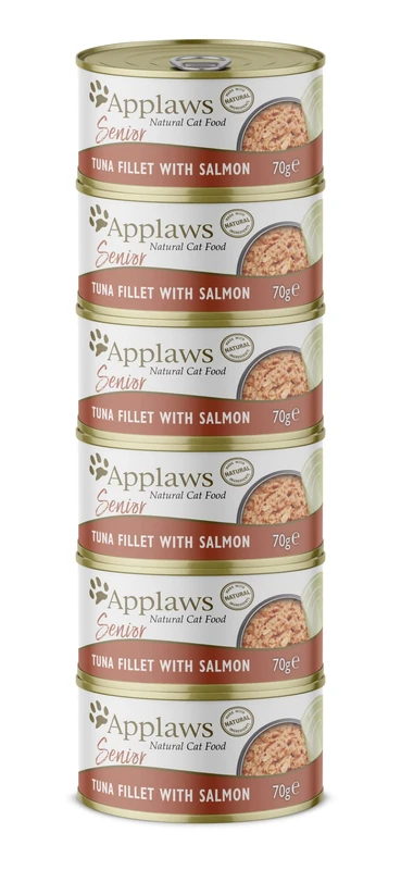 Applaws Natural Tuna with Salmon Wet Cat Food in Jelly, Stack of 6 x 70g Tins (Packing May Vary) (Pack of 12)