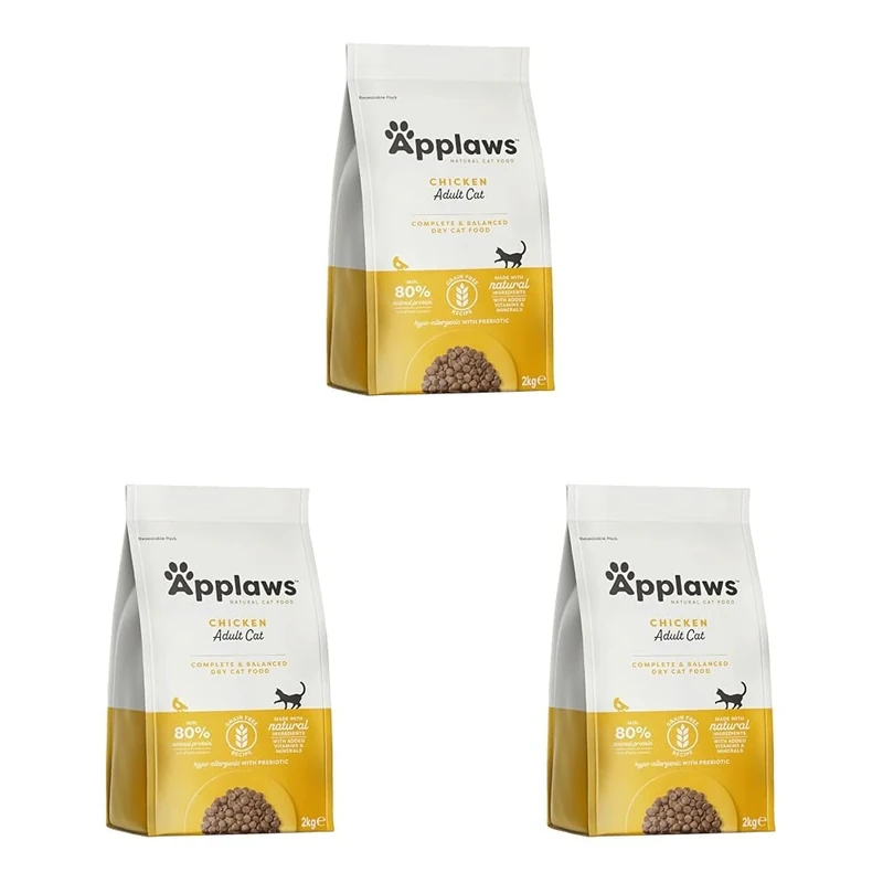 Applaws Complete Natural and Grain Free Dry Adult Cat Food, Chicken, 2 kg Bag (Pack of 3)