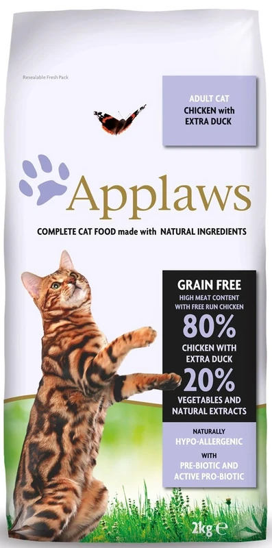 Applaws Complete and Grain Free Dry Cat Food 400g, Adult Chicken with Extra Duck (400g Bag) (Pack of 6)