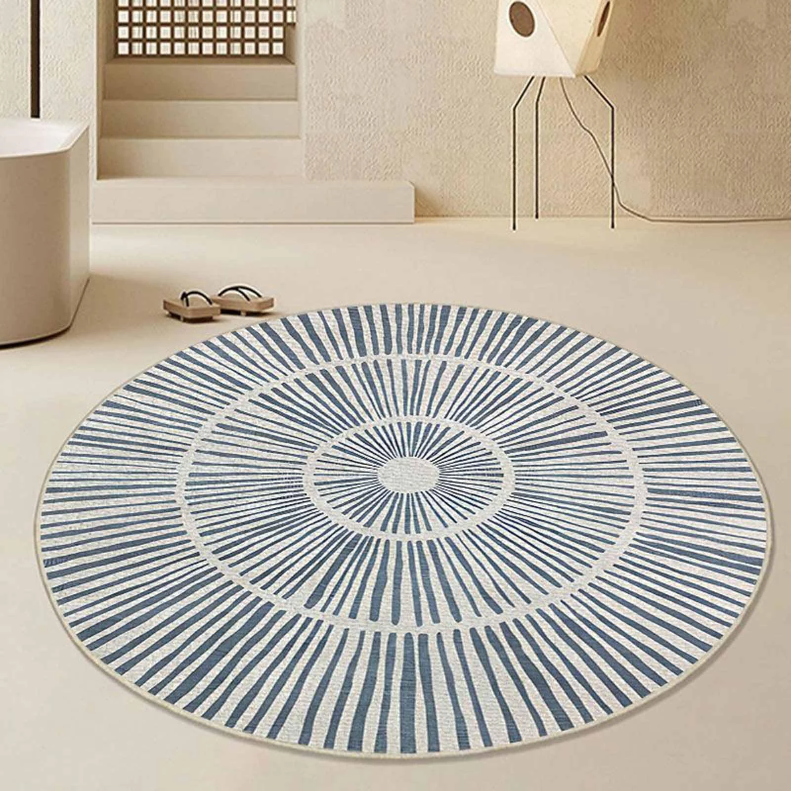 Round Area Runner Rugs Living Room Modern Rug Minimalist 80cm 100cm 120cm 140cm 160cm 180cm 200cm Blue Beige Carpets for Urban Outfitters Bedroom Small Large Carpet-100CM