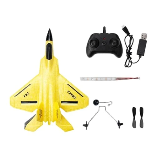 MotiveTech Foam RC Plane with Light Features, 3 Axis Stabilizer for Beginners, Yellow