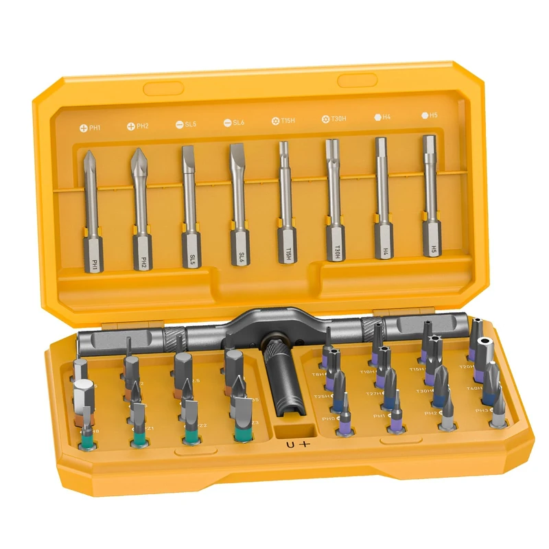 All in One 42 in 1 Magnetic Screwdriver Set Compact Precision Repair Kit for Games Console, Tablet, Ring Doorbell, Glasses, DIY Electronics Yellow