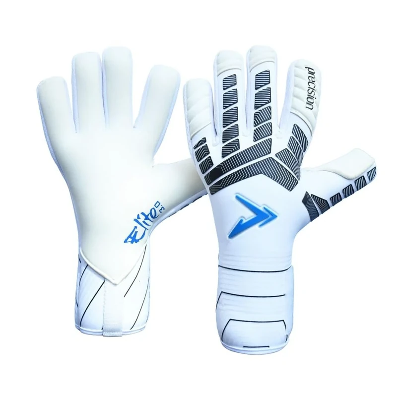 Precision Elite 3.0 Contact Goalkeeper Gloves, 4 mm Contact Latex Grip, Super Lite Negative Cut, Strapless or Strapped Fit, 10, White