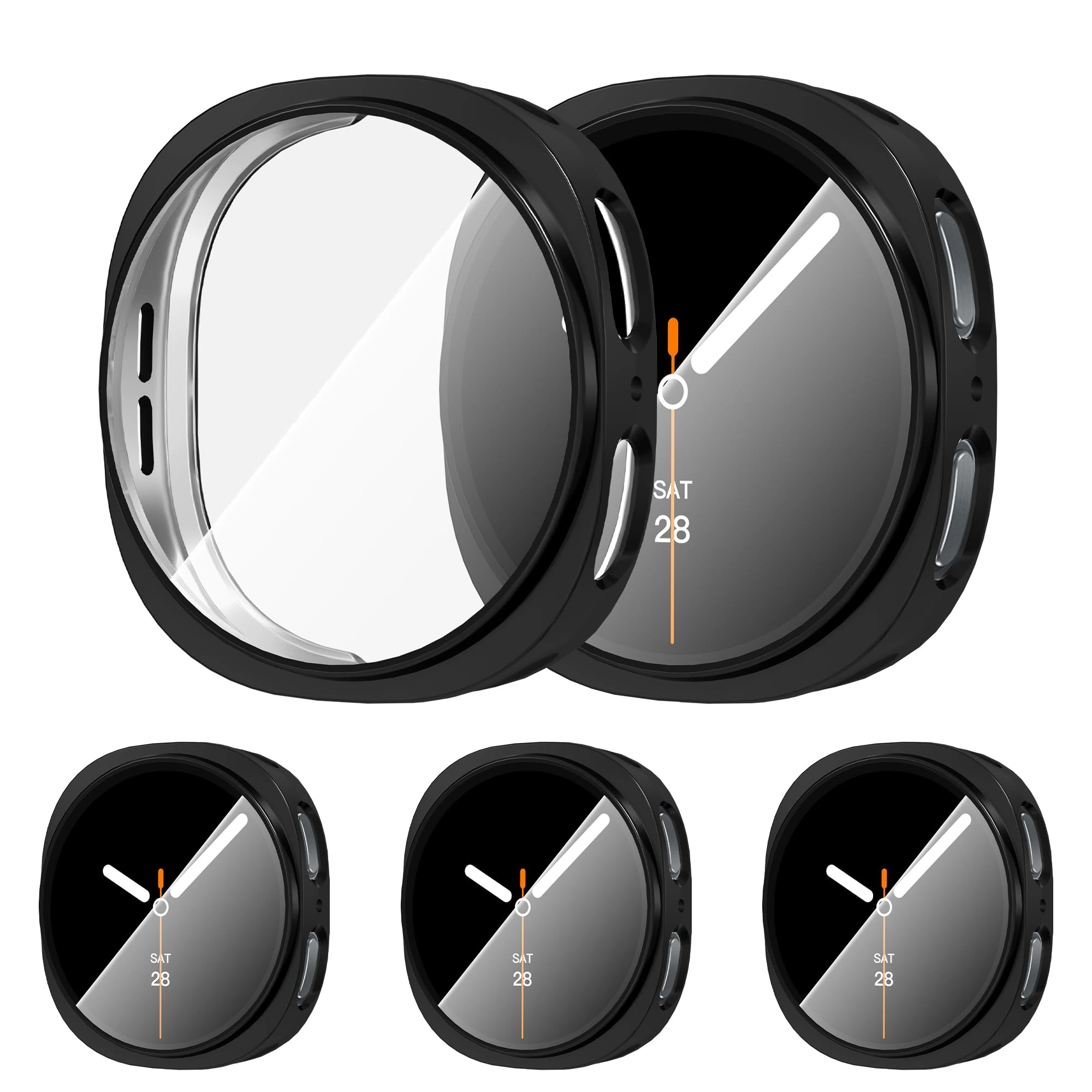 Diruite 3 Pieces Cover for Samsung Galaxy Watch 8 44mm Protective Case, Shockproof Scratch Proof Full Protection Screen Protector Cover Ultra Thin Flexible TPU,Black*3,44mm