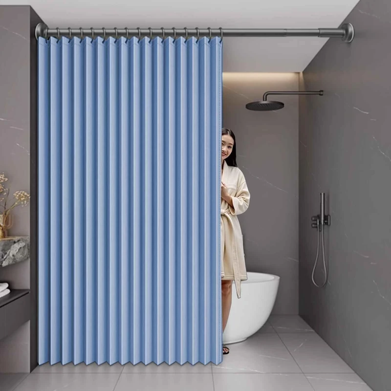 MTHGH Folding door curtain,With telescopic rod,Home Room Darkening Door Curtains,Privacy Pleated Folding Curtain With Magnetic Closure Closet Door Curtains(07,W 260*H 200cm)