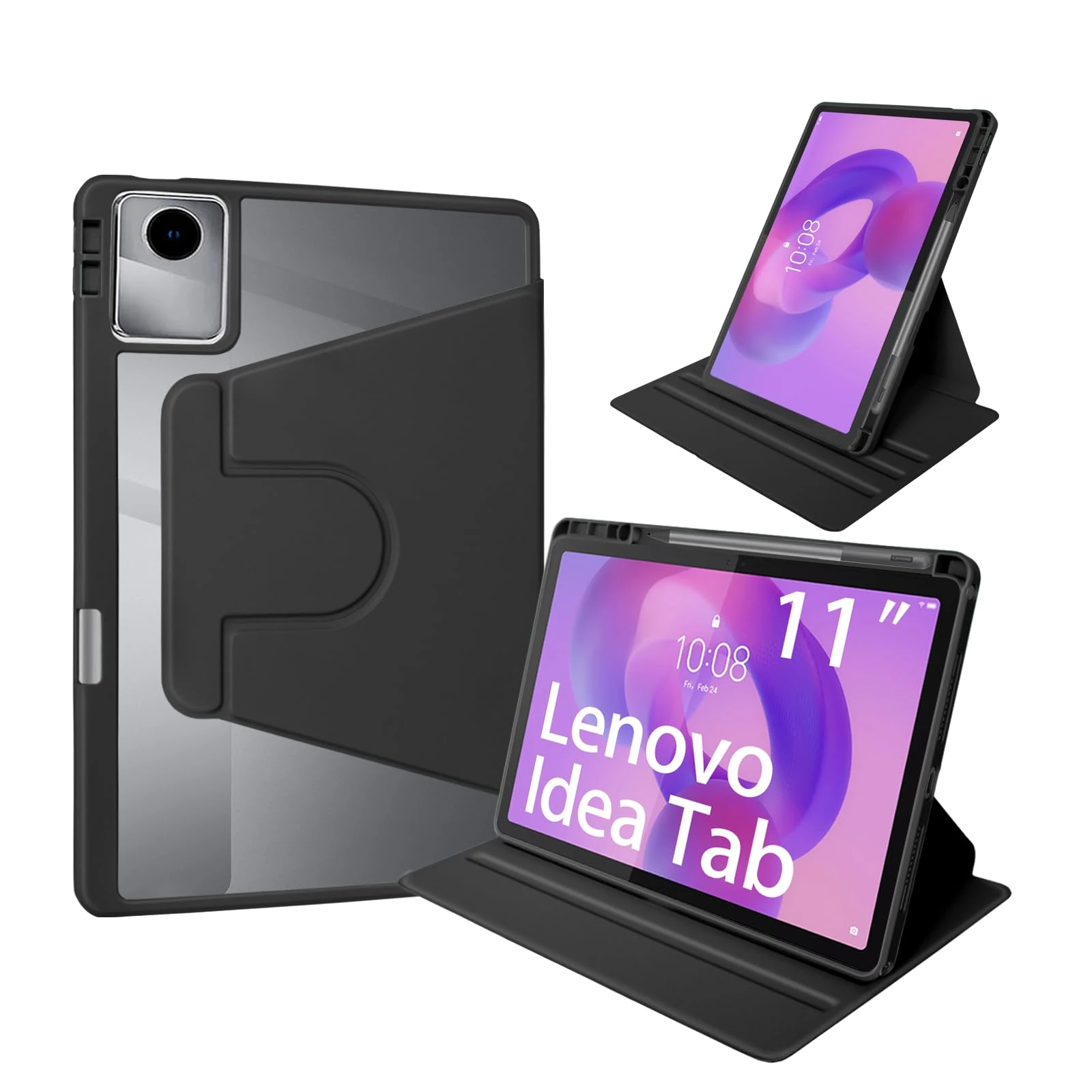 idudao Case for Lenovo Idea Tab, Rotating Cover with Pen holder Tablet Pad Lenovo Idea Tab 11 inch TB336FU Black