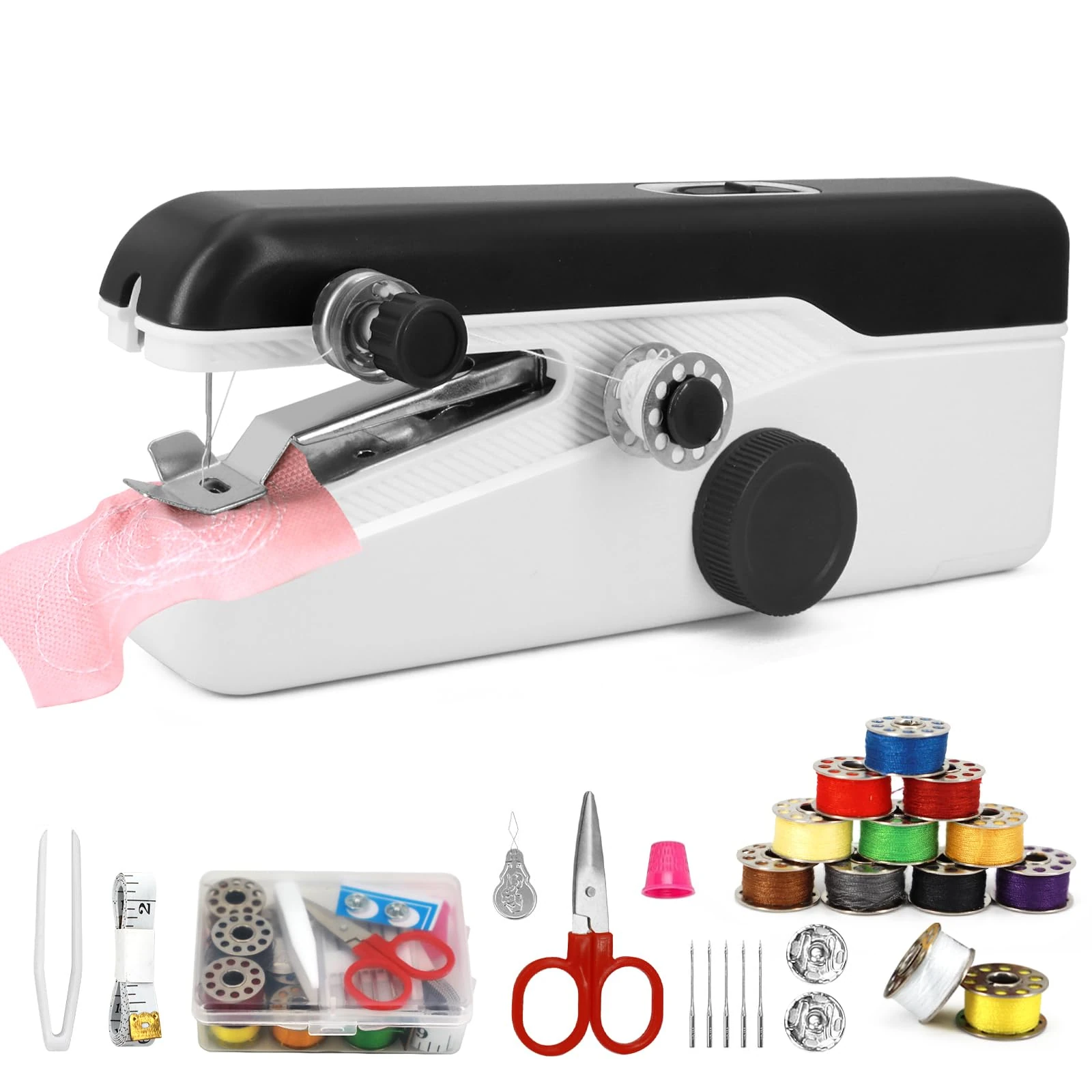 Handheld Sewing Machine - Mini Portable Electric Sewing Machine for Beginners, Quick Stitching & DIY Fabric Repairs, Travel Sewing Kit with Accessories for Home & Clothes Mending (Black)