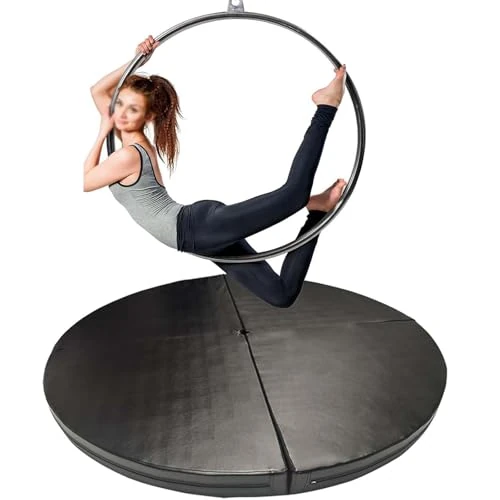 Aerial Hoop Crash Mat, Thick Foldable Circular Pad for Home Gym, Safety Dance Pole Mat, Crash Pad for Ring Stripper Pole