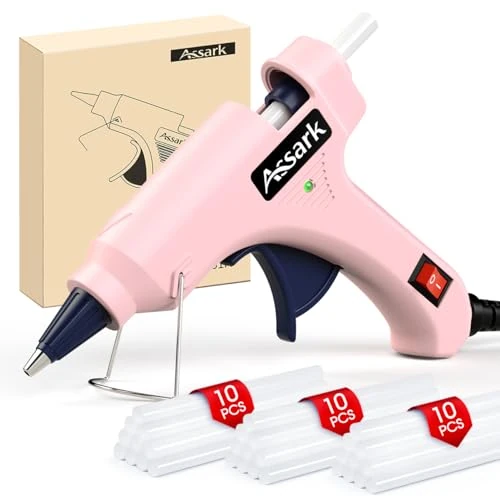 Hot Glue Gun Kit with 30 Glue Sticks(130mm x 7mm), Fast Preheating Hot Melt, High Temp for School Crafts DIY Arts and Quick Home Repairs, 20W Pink