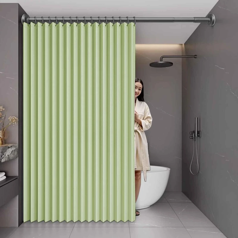 MTHGH Folding door curtain,With telescopic rod,Home Room Darkening Door Curtains,Privacy Pleated Folding Curtain With Magnetic Closure Closet Door Curtains(06,W 260*H 200cm)