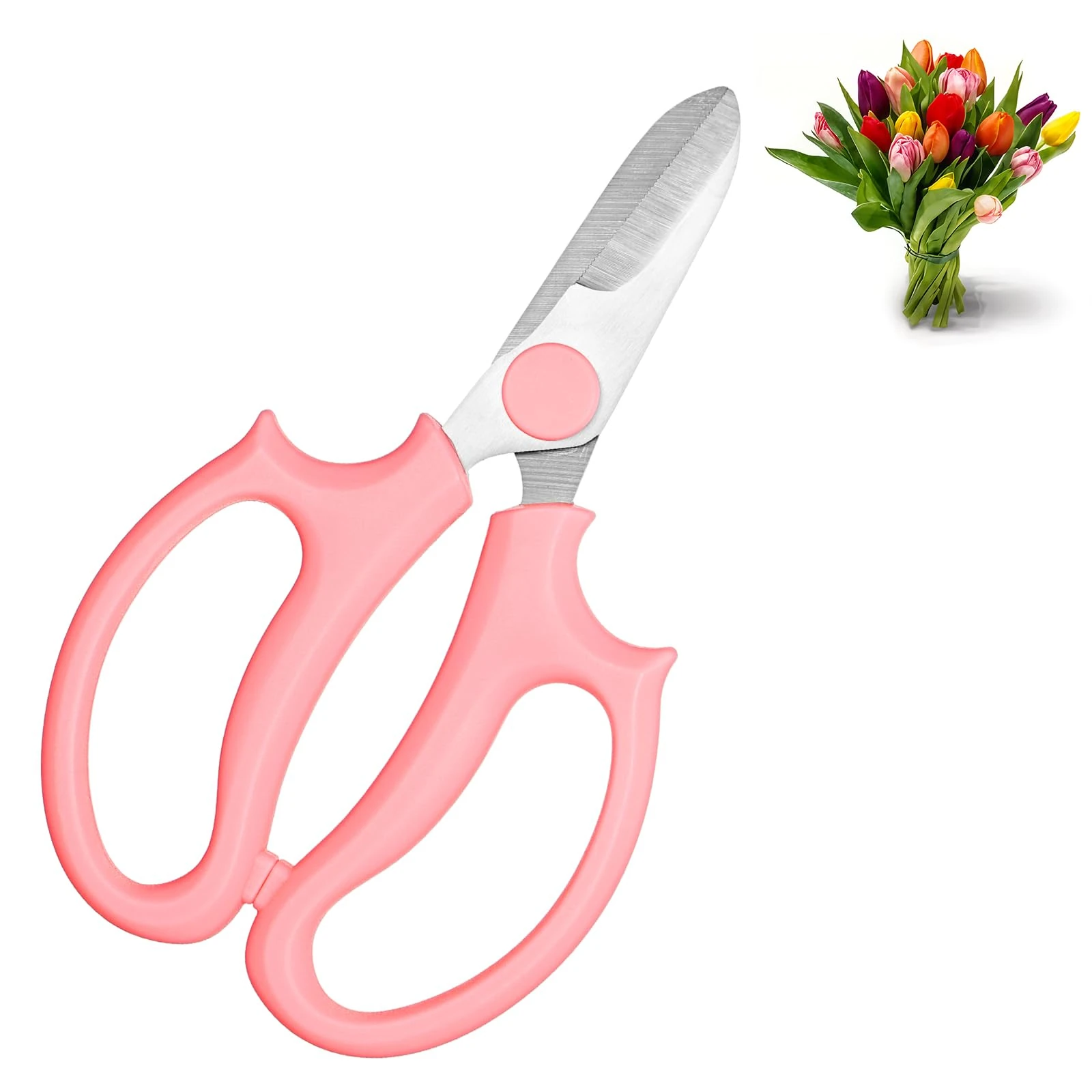 Wanmu Flower Scissors, Thickened Stainless Plant Shears, Strong Flora Scissors, Branches and Leaves, Strong Pruner for Flowers, Flower Cutting Scissor(Pink)