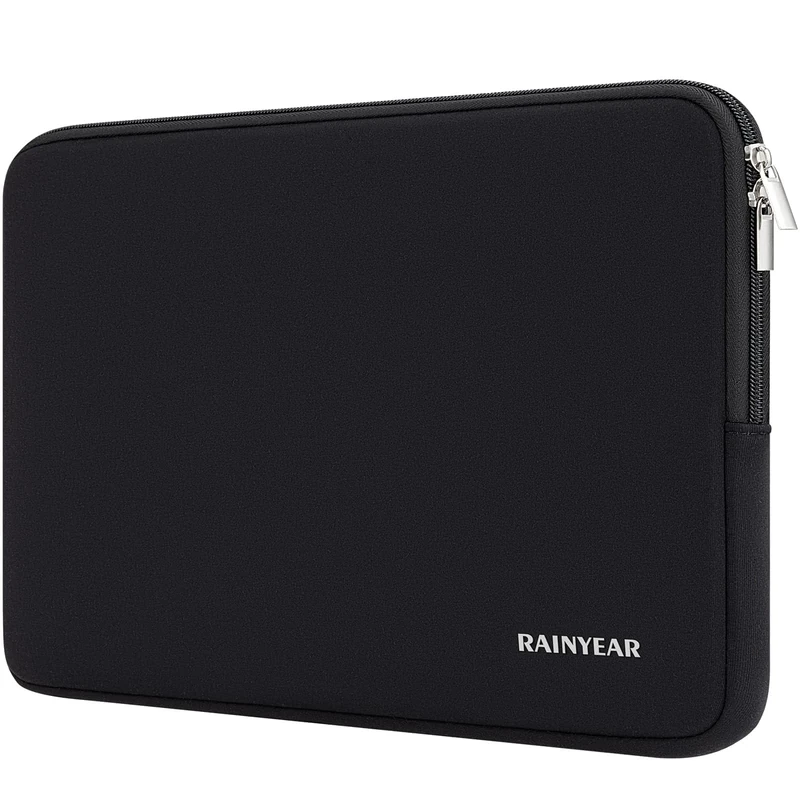 RAINYEAR 15.6 Inch Laptop Sleeve Compatible with 15.6" Notebook Computer Ultrabook Chromebook Fluffy Lining Padded Protective Case Zipper Cover Carrying Bag, Black