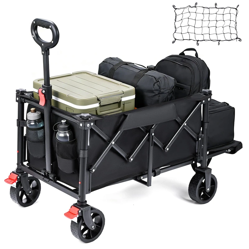 YEAUPE PRO Handcart, Alloy Steel, Black, Bollerwagen，85-125L,100kg