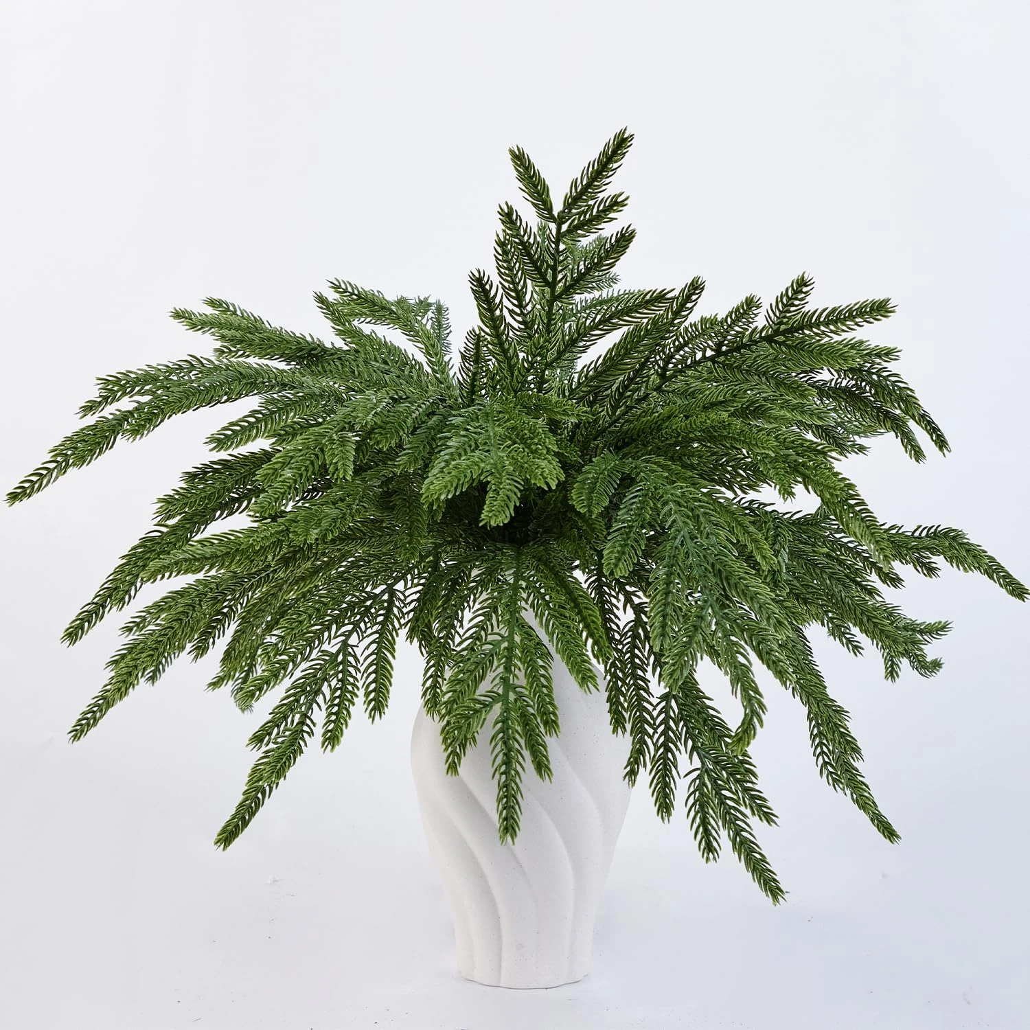 Leixi 36pcs Christmas Real Touch Norfolk Stems, 15Inch Artificial Pine Branches Faux Evergreen Pine Sprigs Fake Foliage Greenery Picks for Christmas Wreath Making DIY Crafts Home Decoration