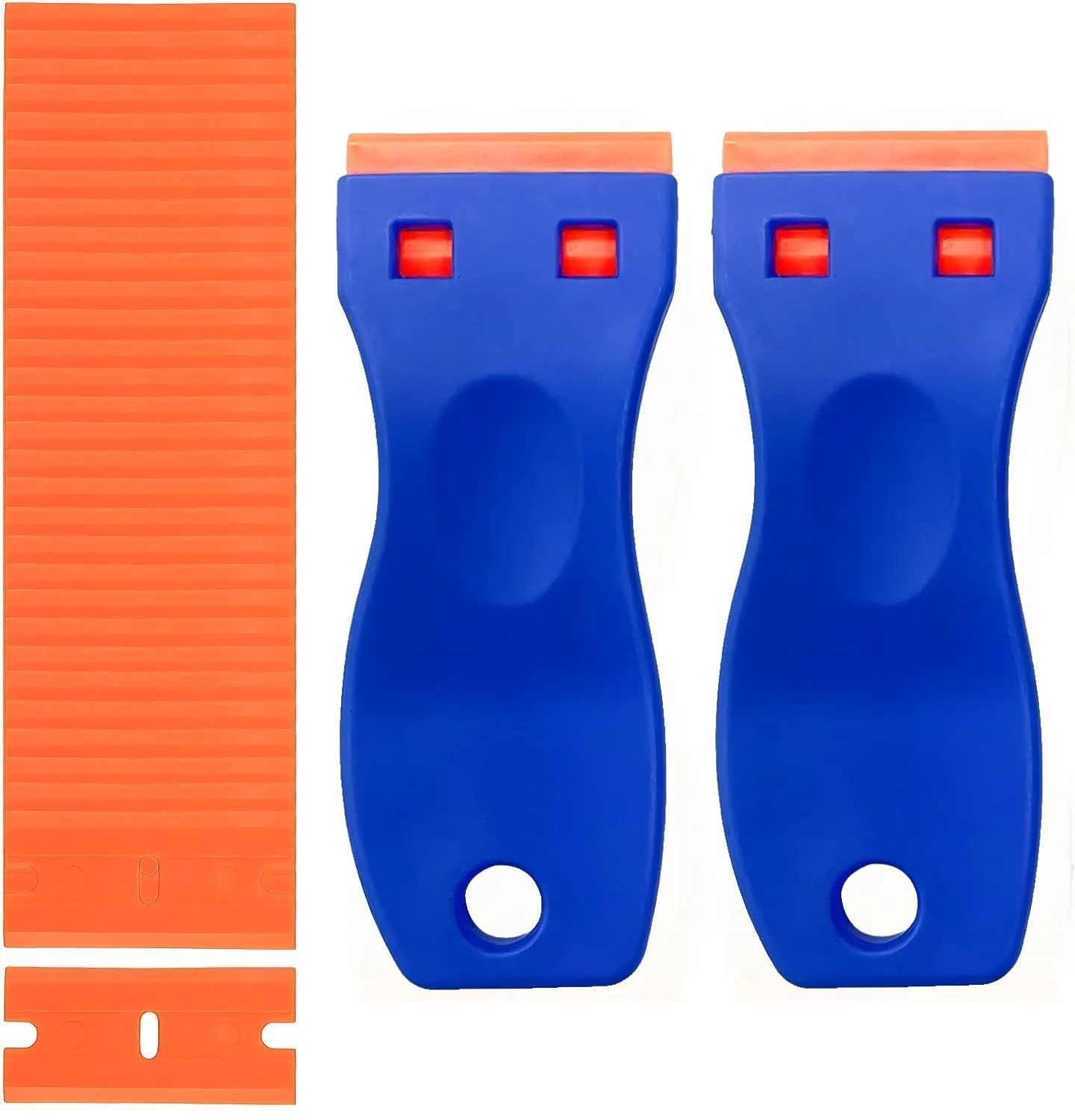 2PCS Plastic Scraper Tool Non-Scratch with 20PCS Blades – Multi-Purpose Glass Scraper for Removing Stickers Labels Decals Caulk Paint Residu