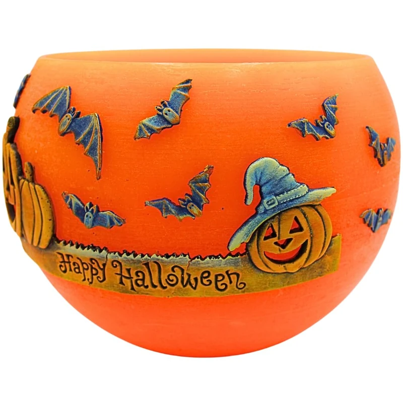 Dekohelden24 XXXL Mega Candle Lantern Halloween Decoration Outdoor Pumpkin Candle Tealight Holder Autumn Decoration Candle Round Size L x W x H 25 x 20 cm