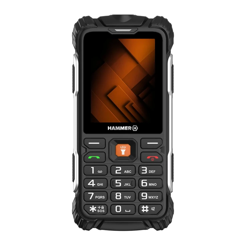 Hammer H Forge Power Plus Outdoor Mobile Phone, Unlocked, 32 GB, 3200 mAh Battery, 2.4" TFT Display, Flashlight, IP68, FM Radio, 3.5 mm Jack, 2 MP Camera, USB-C, Dual SIM, Dustproof
