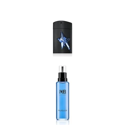 Bundle of MUGLER A*Men, Eau de Toilette, Men's Perfume, Amber, Woody and Gourmand Aroma, Fragrance for Men, 50ml + MUGLER A*Men, Eau de Toilette, Refill Bottle, 100ml