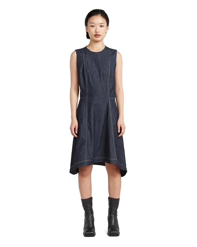 G-STAR Short Flare Dress sl wmn for Women, Short, Blue, Size S