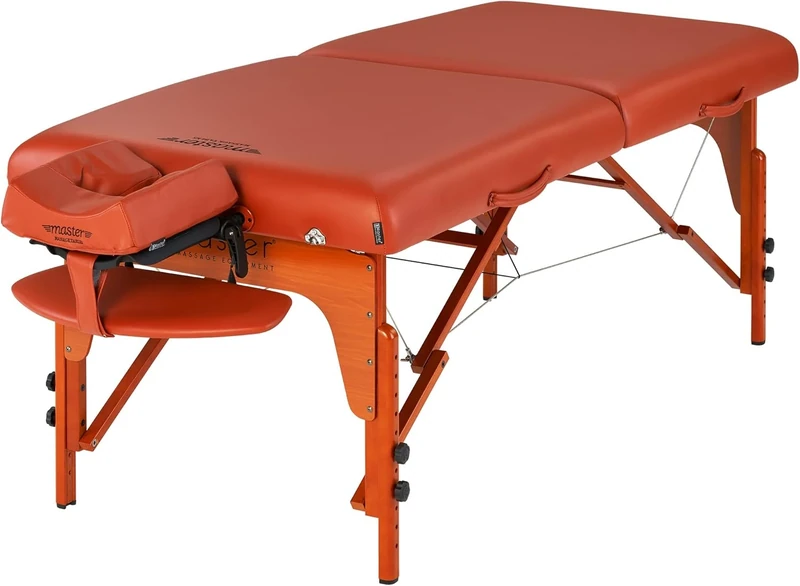 Master Massage Portable Massage Table Santan, 79cm in Montain Red, 7.6 cm Memory Cushion, Full Massage Table Package
