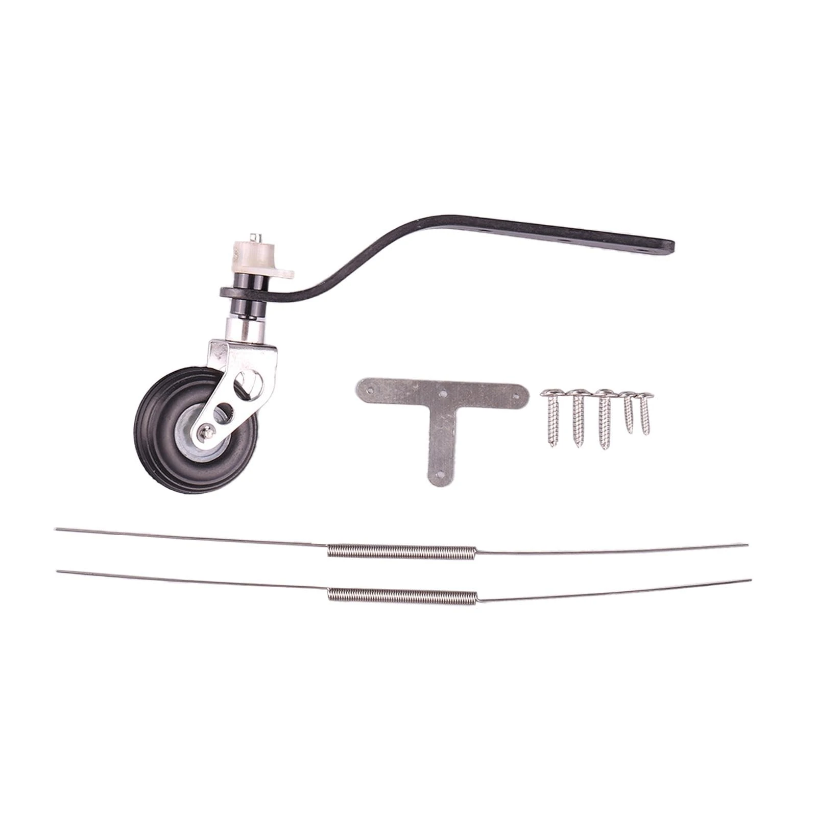 INACMWIH Carbon Fiber Landing Gear Tail Wheel Assembly PU Tire DIY Parts for RC Plane 26CC Black